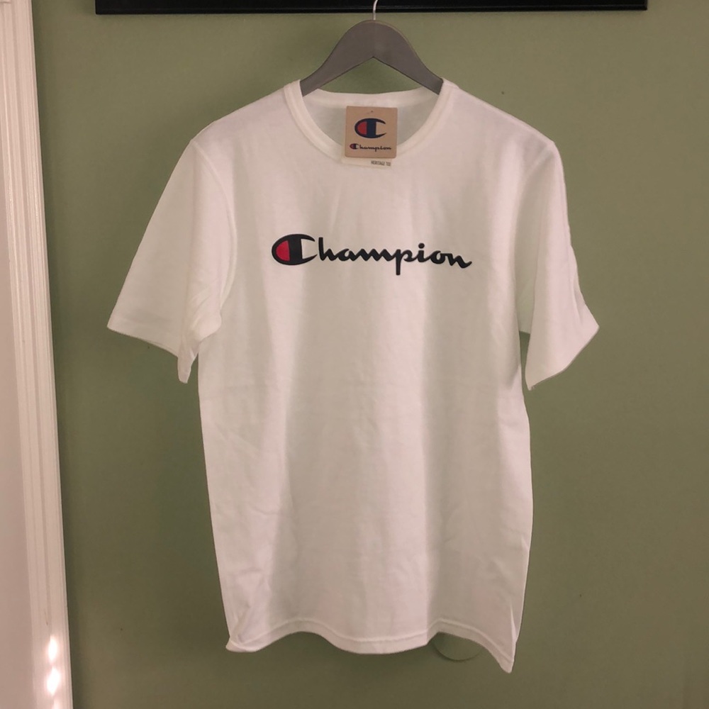MENS MEDIUM SHORT SLEEVE T-SHIRT CHAMPION WHITE